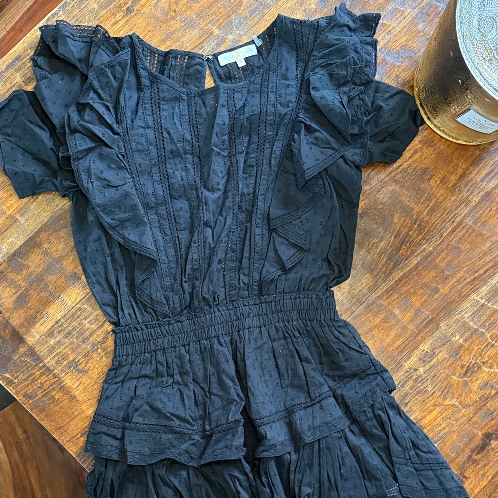 LoveShackFancy Black Ruffled Blouse